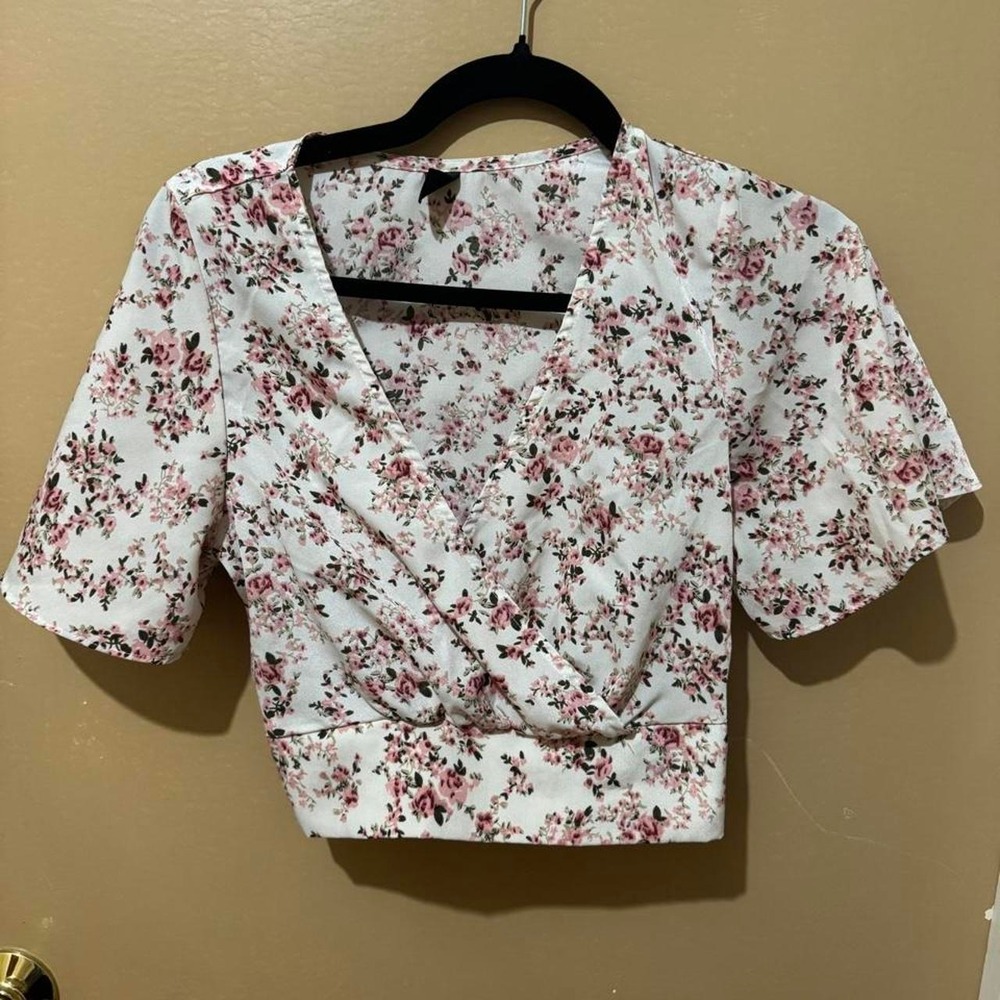 SHEIN white floral blouse